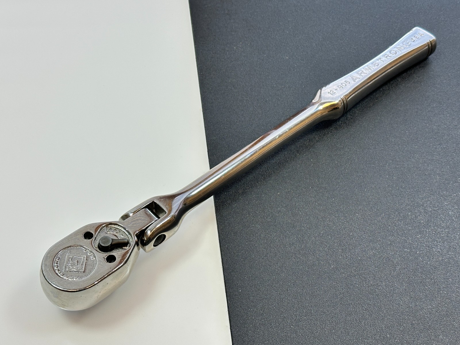 NOS Armstrong Tools USA 12-905 (Rare) 1/2″ Drive FLEX Head Chrome Ratchet (NEW)