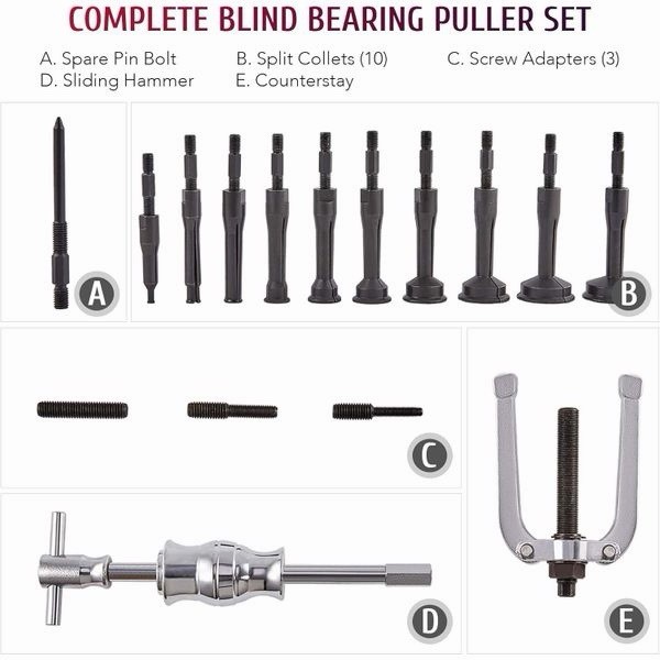 Orion Motor Tech Blind Hole Collet Bearing Race and Seal Puller Extractor Kit