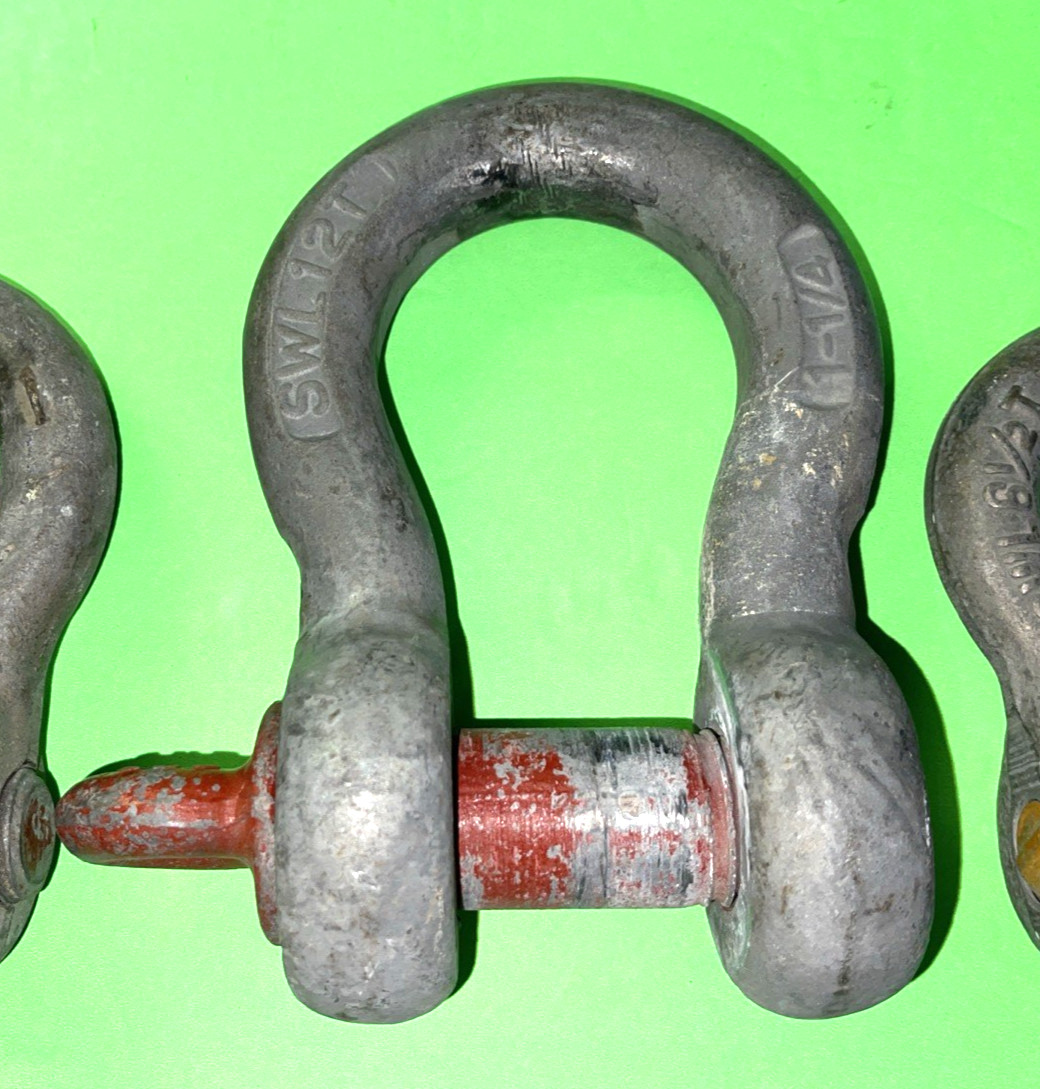 CROSBY & UNKNOWN TOOLS 3 ANCHOR SHACKLES SWL 6-1/2, 8-1/2, 12 TON