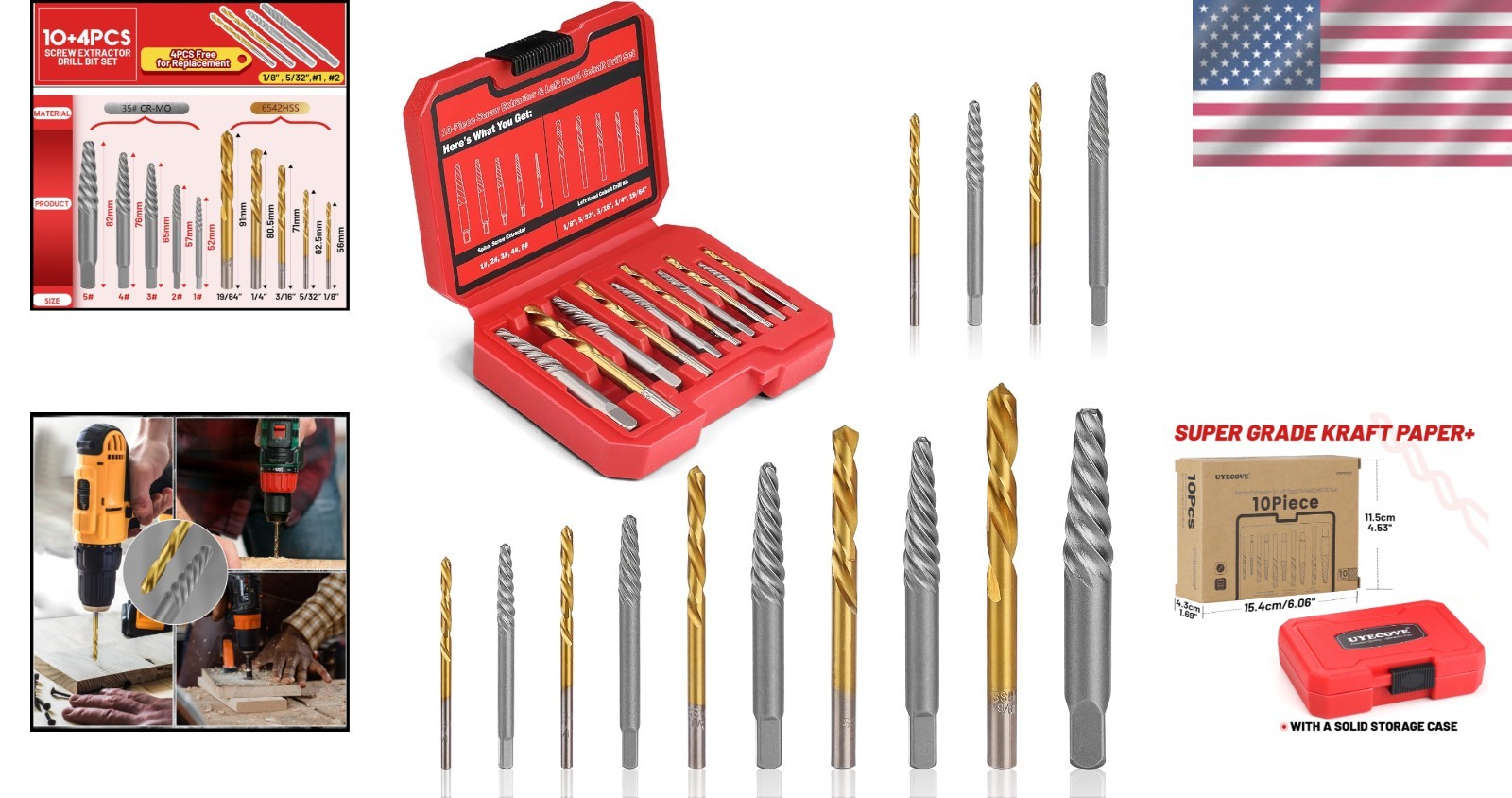 14 Pieces , Left Hand Drill Bits Set for Removing Stripped Screws and Broken …