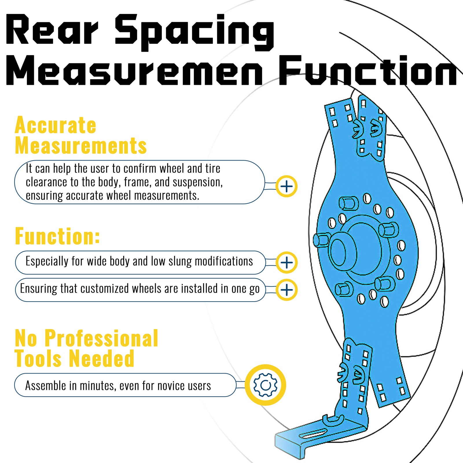 14″-22″ Wheel Fitment Simulator Tool Tire Test Size For Measuring Mockup 5-Lug