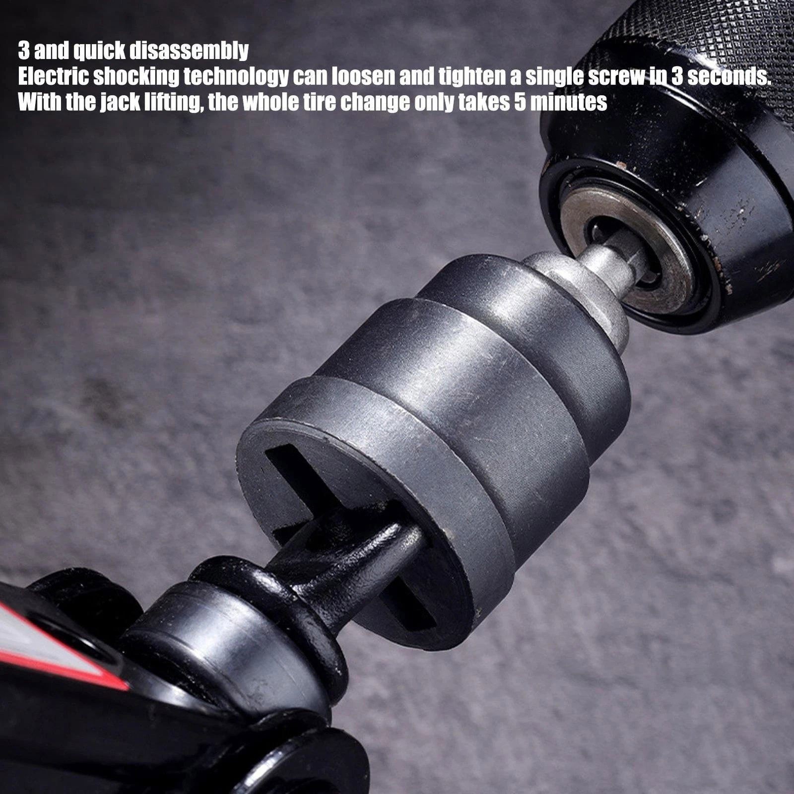 For Car Scissor Jack Power Drill Adapter, High Carbon Steel Socket Converter