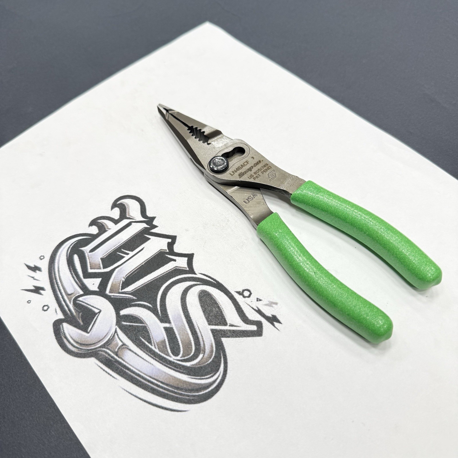 Snap-on Tools USA NEW GREEN 7″ Talon Grip Long Nose Slip Joint Pliers LN46ACF