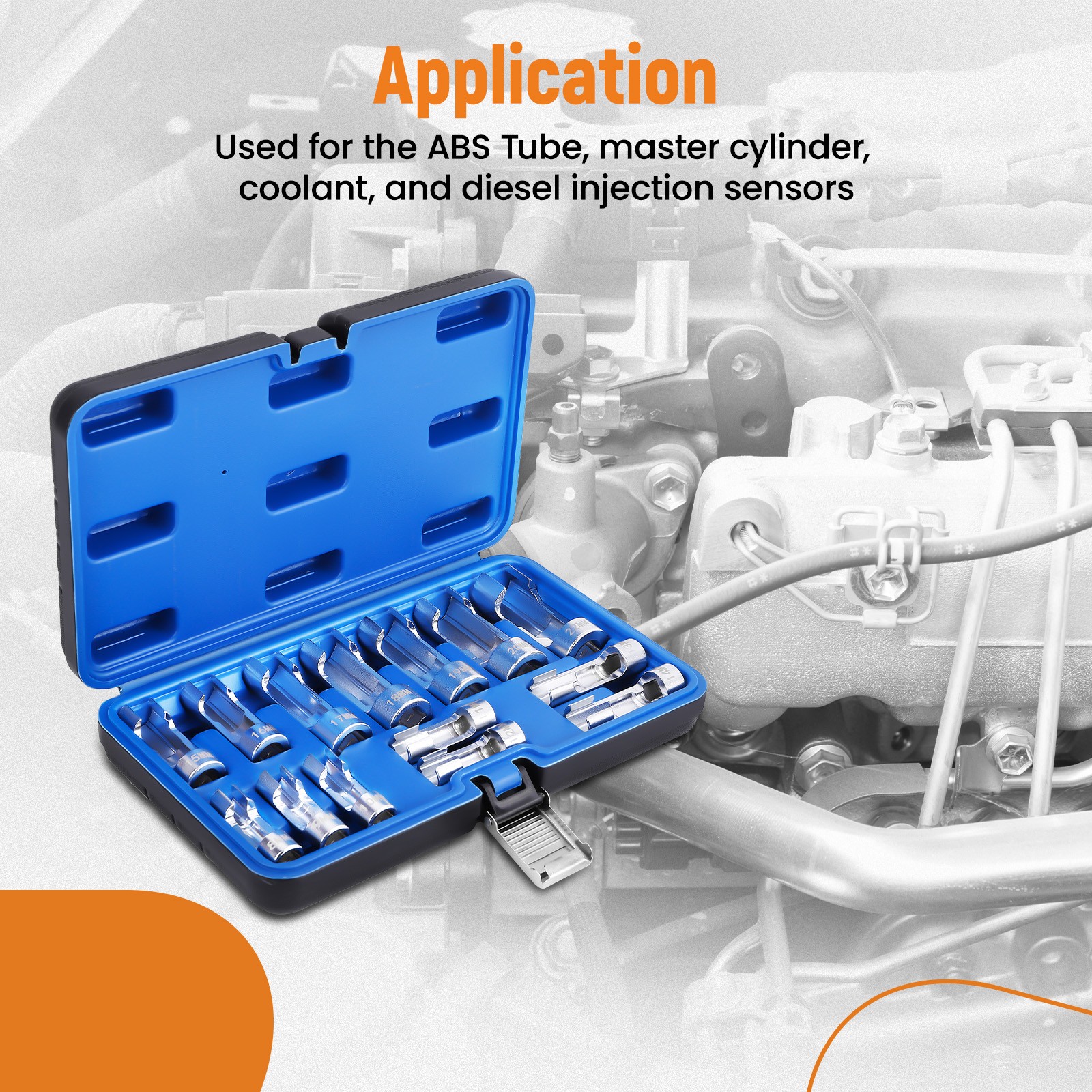 8-22mm 3/8in 1/2in Diesel Injector Fuel Line Socket Wrench Set Nut Socket