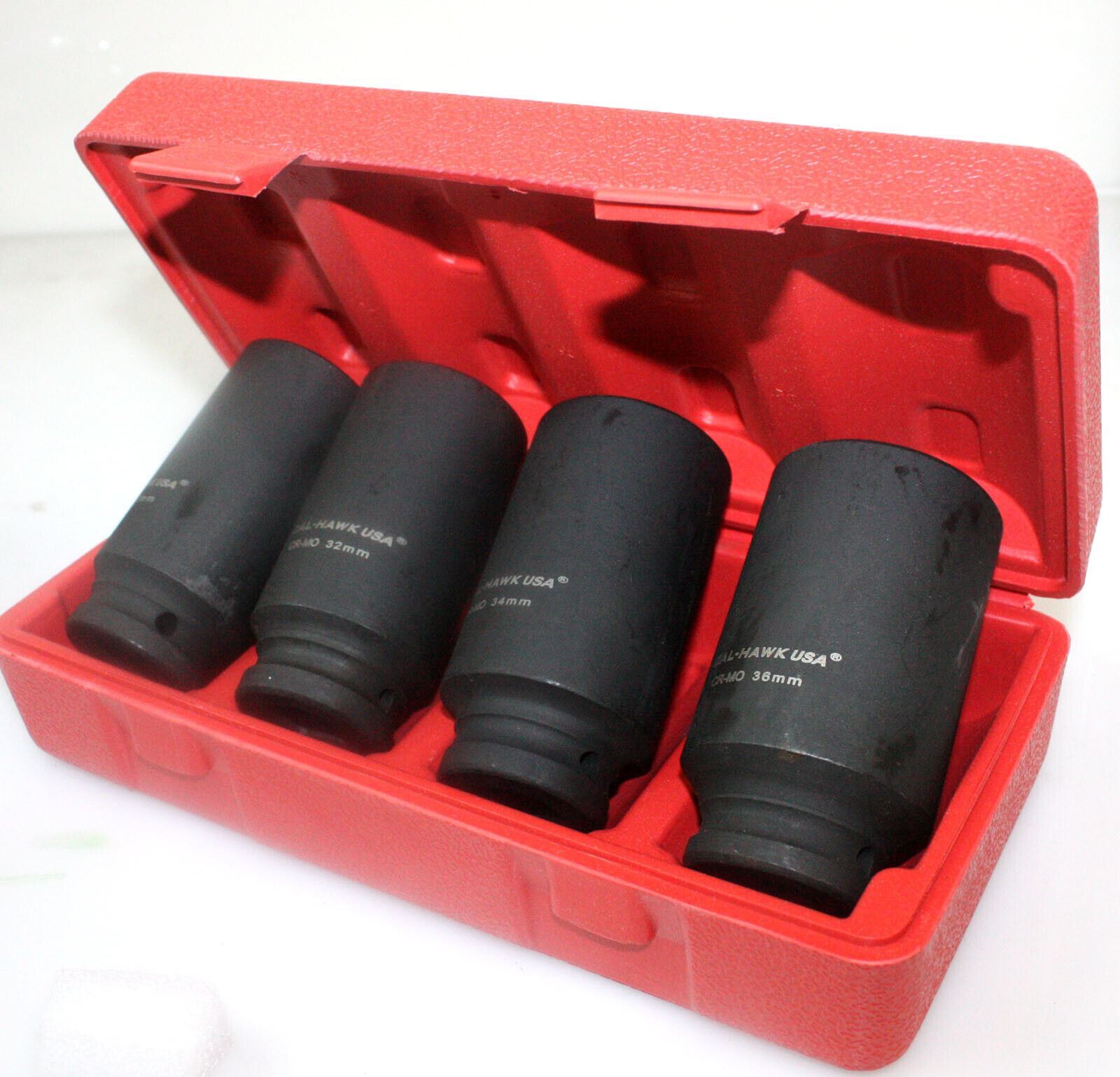 4pc 1/2″ Dr Deep Spindle Axle Nut Socket Set 12 POINT METRIC 30mm 32mm 34mm 36mm