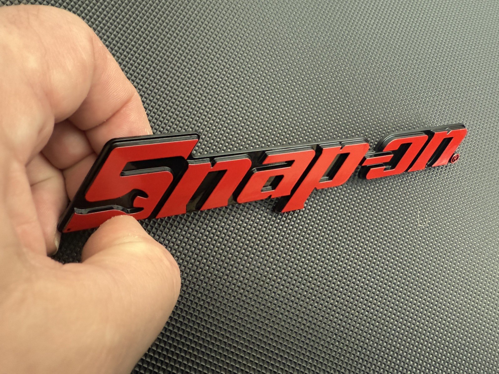 New Snap On LOGO 8” RED METAL Toolbox Roll Cab Badge Logo Emblem Sticker Decal
