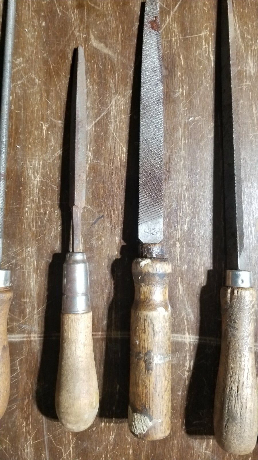 Vintage (6) Lutz File Tool Handle Lot Set Nicholson Heller Flat Mechanist Round