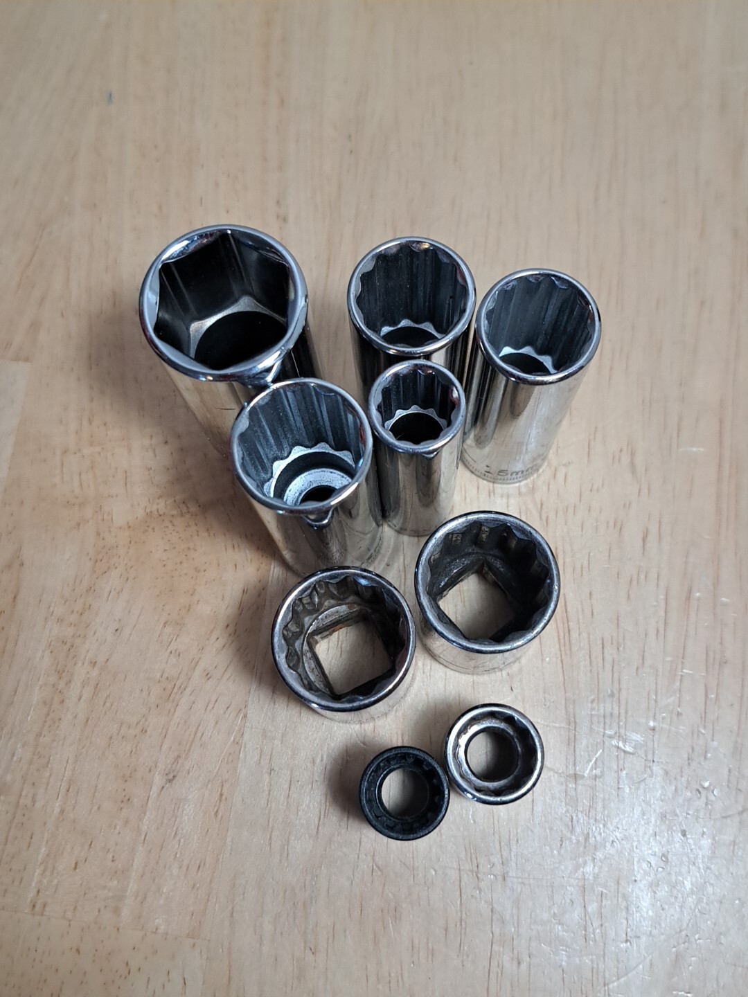 Lot Of 9 Craftsman 13/16,5/8,7/16,3/4,18mm,15mm,19mm,13mm,11mm Drive Socket