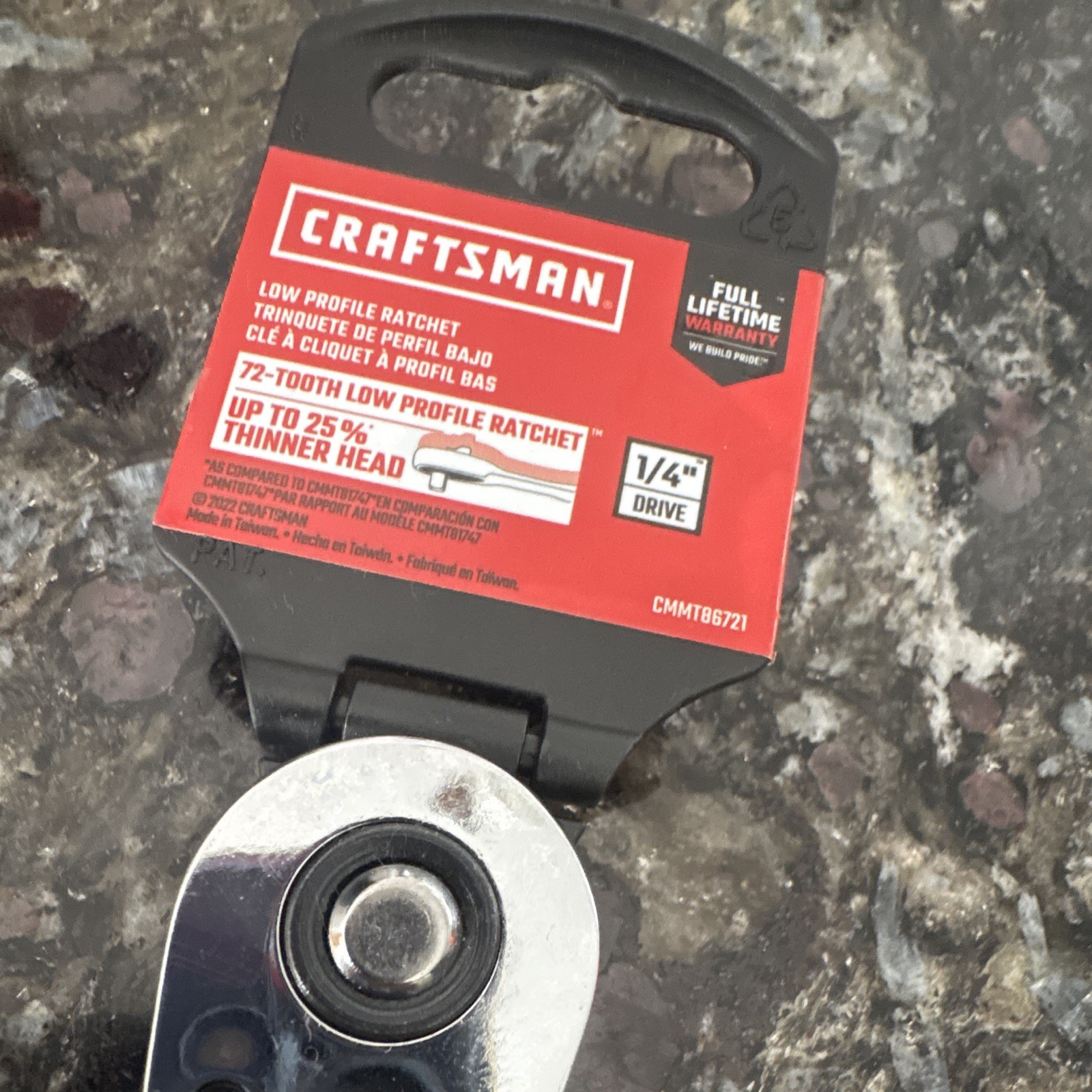 Craftsman 72 Tooth Low Profile Ratchet, 1/4 Inch Drive