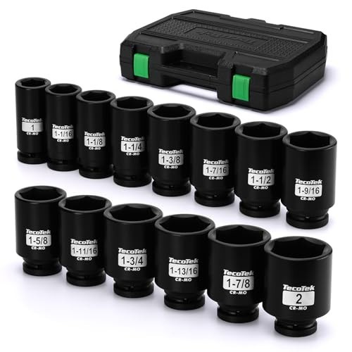 14-Piece 3/4″ Drive Deep Impact Socket Set, Heavy Duty Cr-Mo SAE for Large Vehic