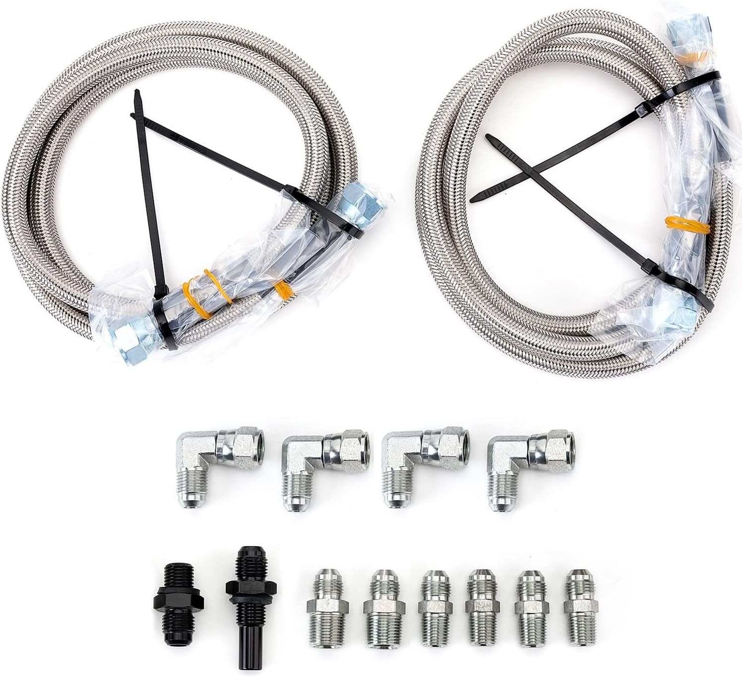 6AN 70″ Transmission Cooler Hose Kit Lines Fitting for 70 inches, Style 2