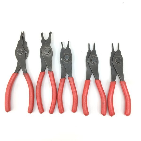 Snap On SRPC7090, 3090, 4700, 3800, 7000 Snap Ring Pliers, Set of 5 red