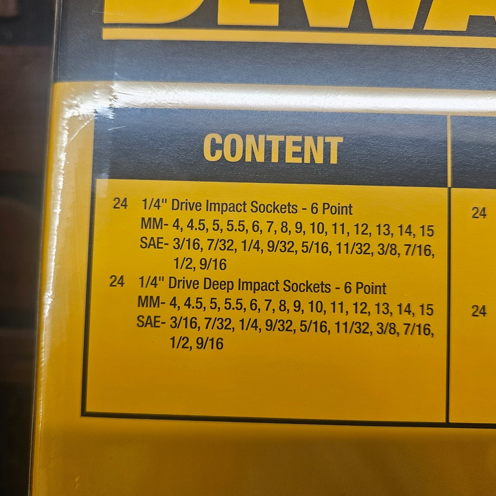 Dewalt DWMT19251 1/4″ Drive MM/SAE Impact Rated Socket Set-***NEW***