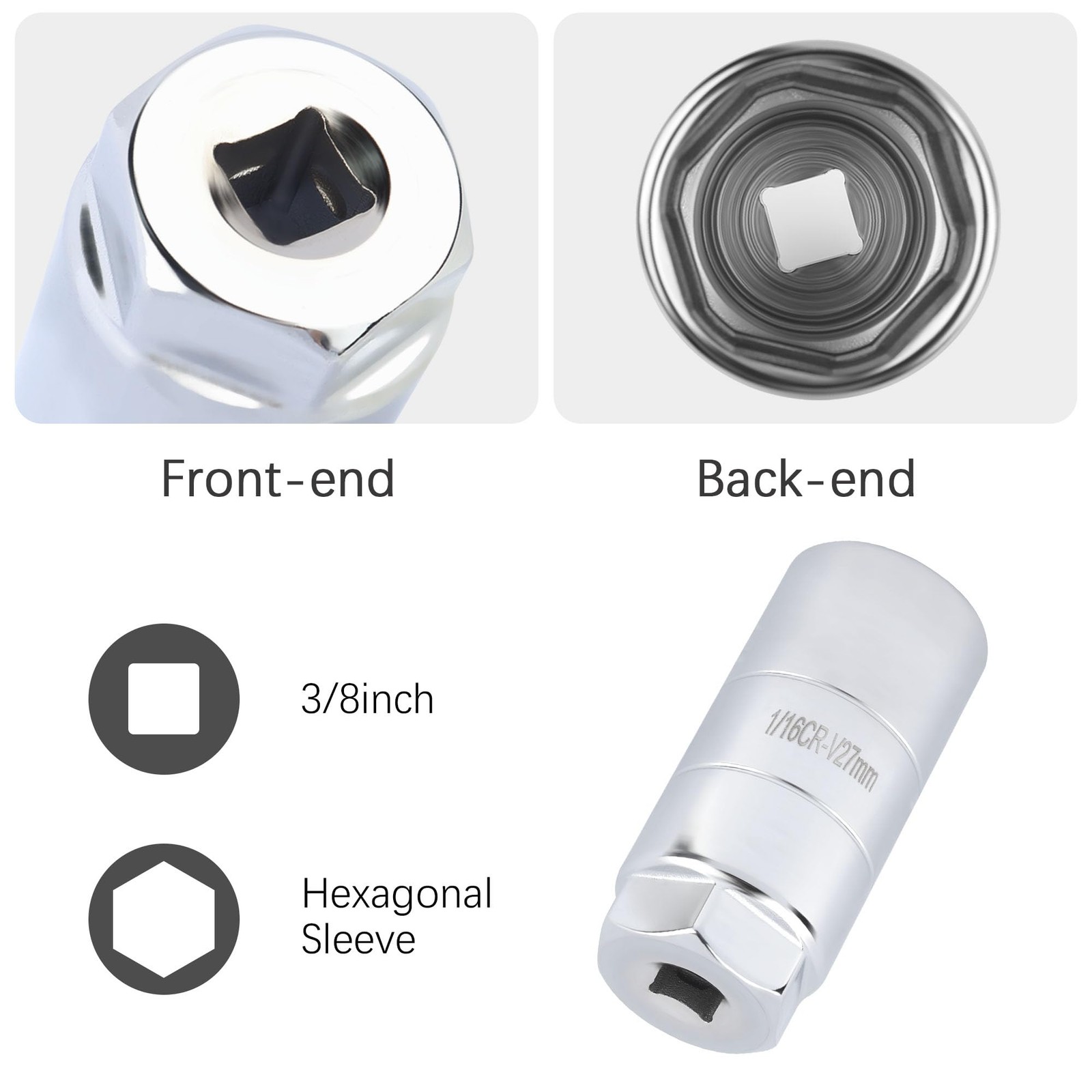 Oil Pressure Sensor Socket,1 1/16 Socket 2 5/8″ Long One Size, Silver