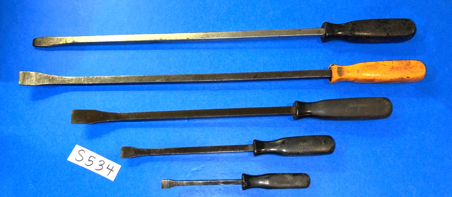 SNAP-ON TOOLS 5 PIECE OLDER PRYBARS & LARGE SCREWDRIVER