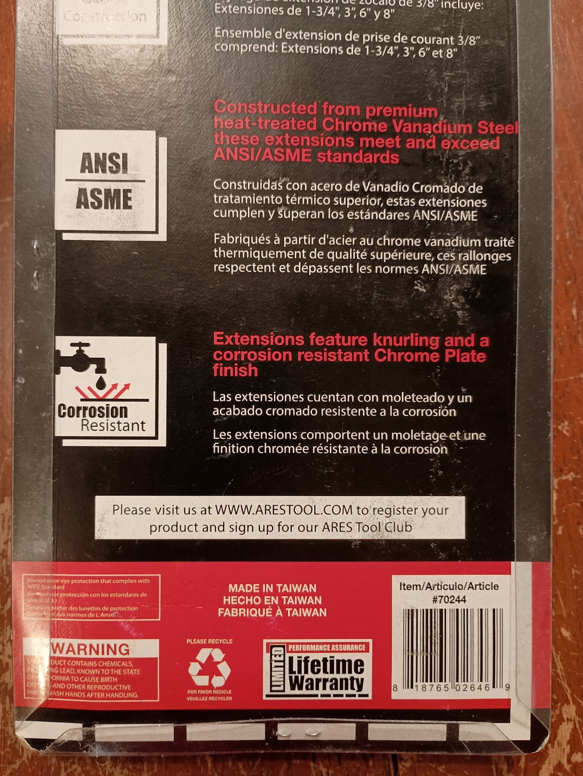 ARES Socket Extension Set 3/8″ Drive 70244 Silver