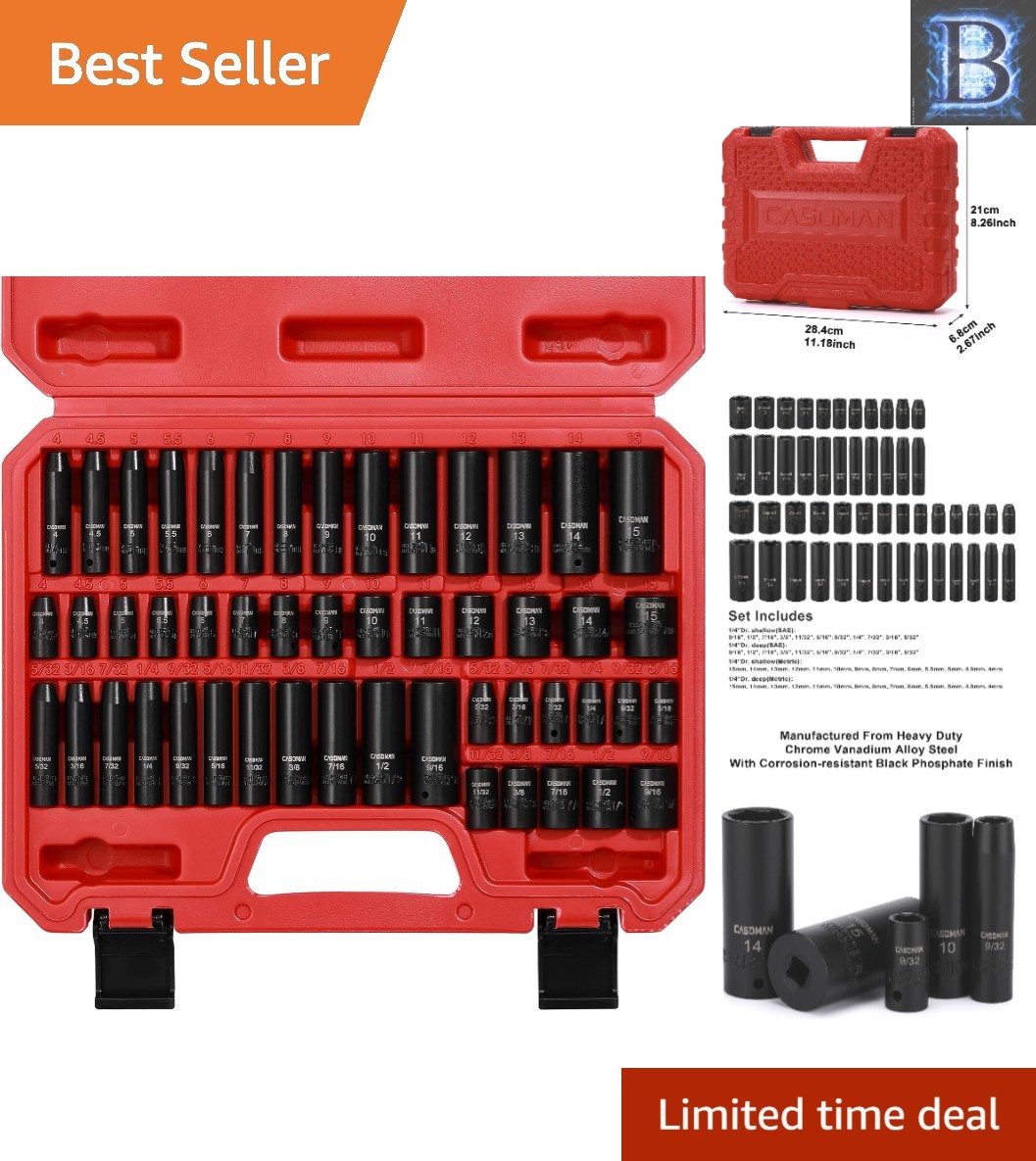 50-Piece Master Impact Socket Set: Chrome Vanadium & Corrosion-Resistant Finish