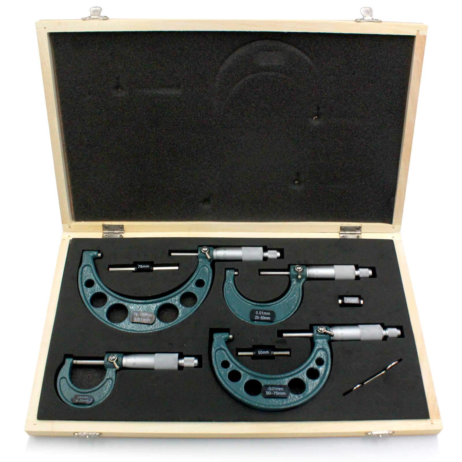 Premium Outside Micrometer Set 0-100mm/0.01mm Precision Machinist Tool…