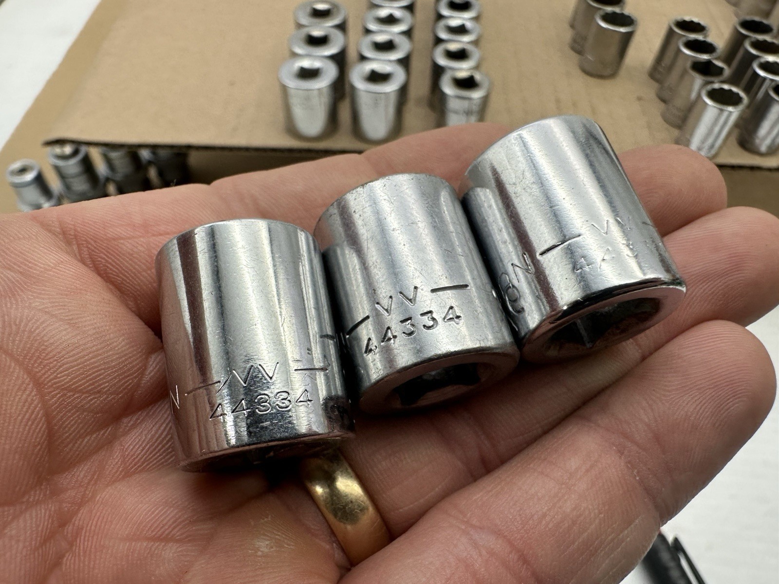 Vintage Craftman VV 49pc Set SAE 3/8″ Dr 12/6 Pt Socket Lot – 3/8-3/4” Vtg USA
