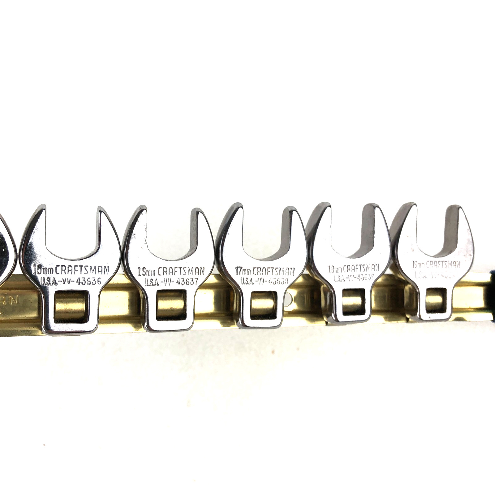 Craftsman USA 4363 Metric 10-19mm 3/8 Drive Crowfoot Wrench Set w Rail VV Series