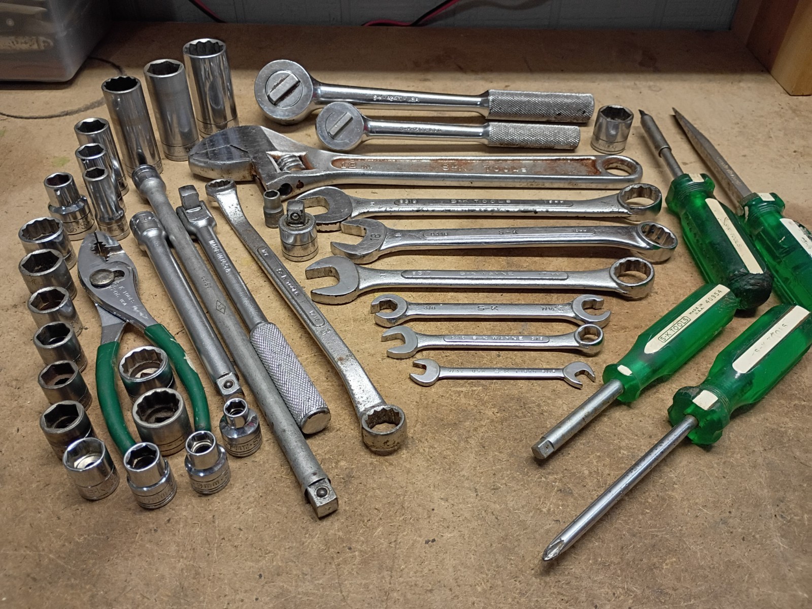 S-K TOOLS SOCKETS, EXTENSIONS WRENCHES, MIXED LOT MADE IN USA.