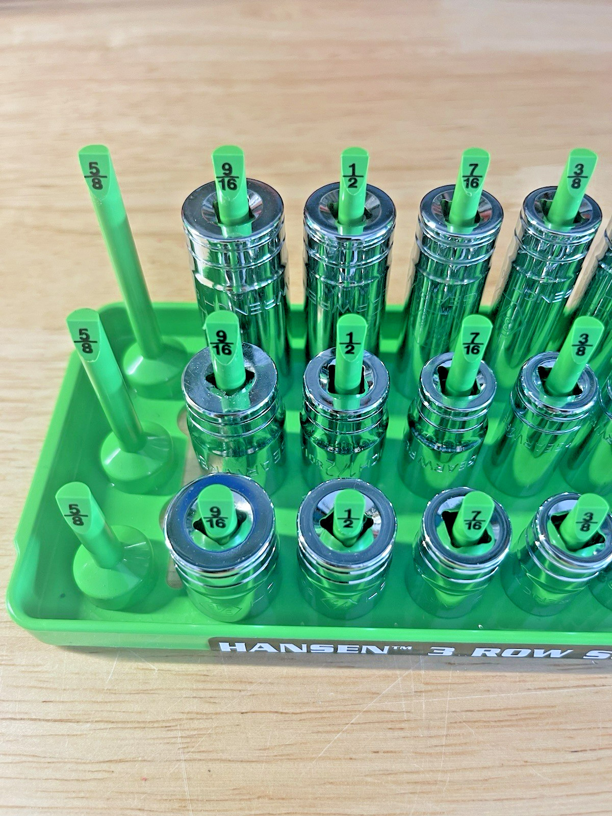 GearWrench 1/4” Metric & SAE Shallow Mid Deep 6 pt Sockets w/ Hansen Trays