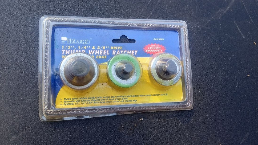 3 pc Auto Mechanic Thumbwheel Ratchet Set 1/4» 3/8» 1/2» Drive PITTSBURG