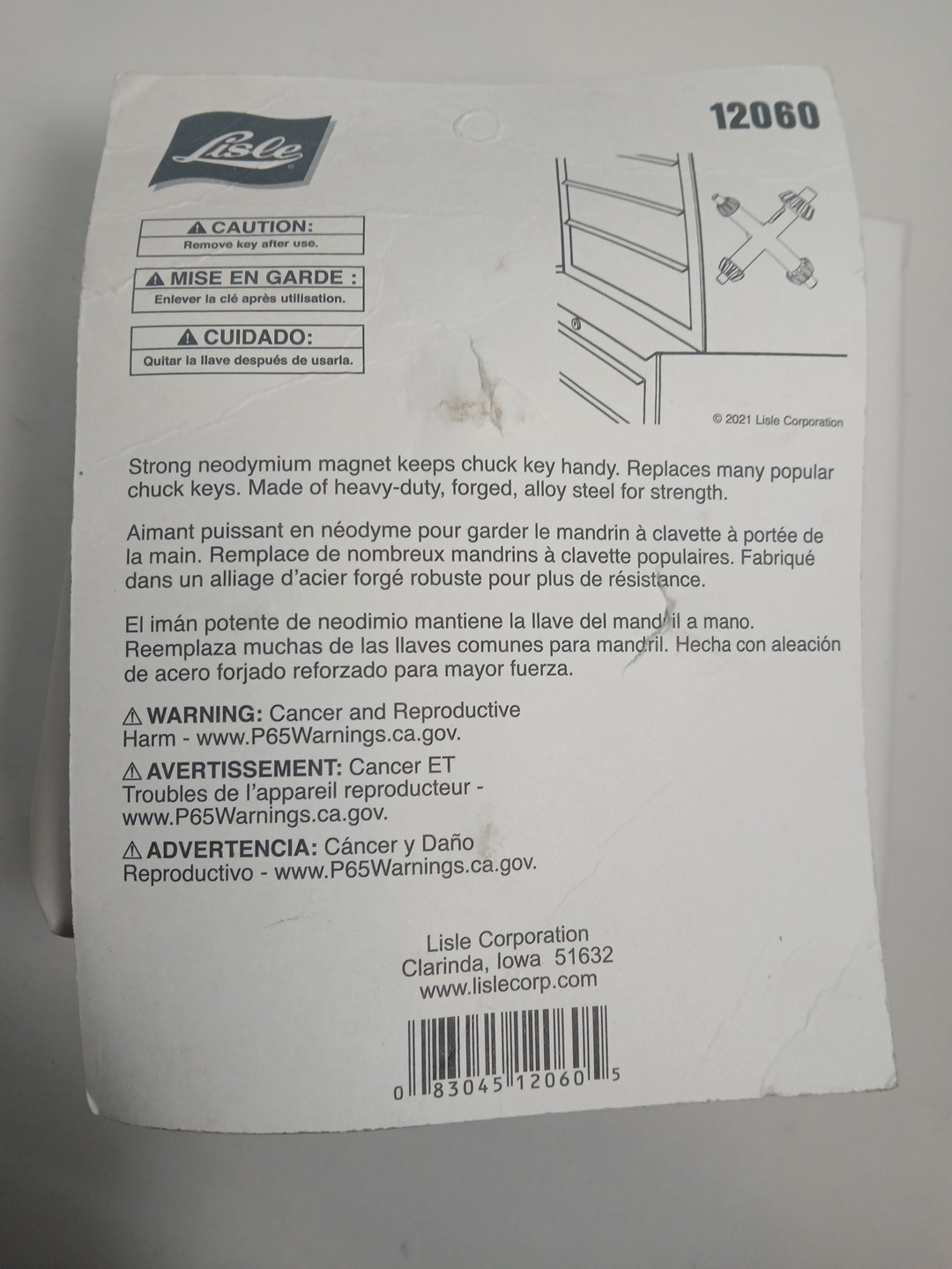 Lisle 12060 Large Master Magnetic Chuck Key with 4 Sizes