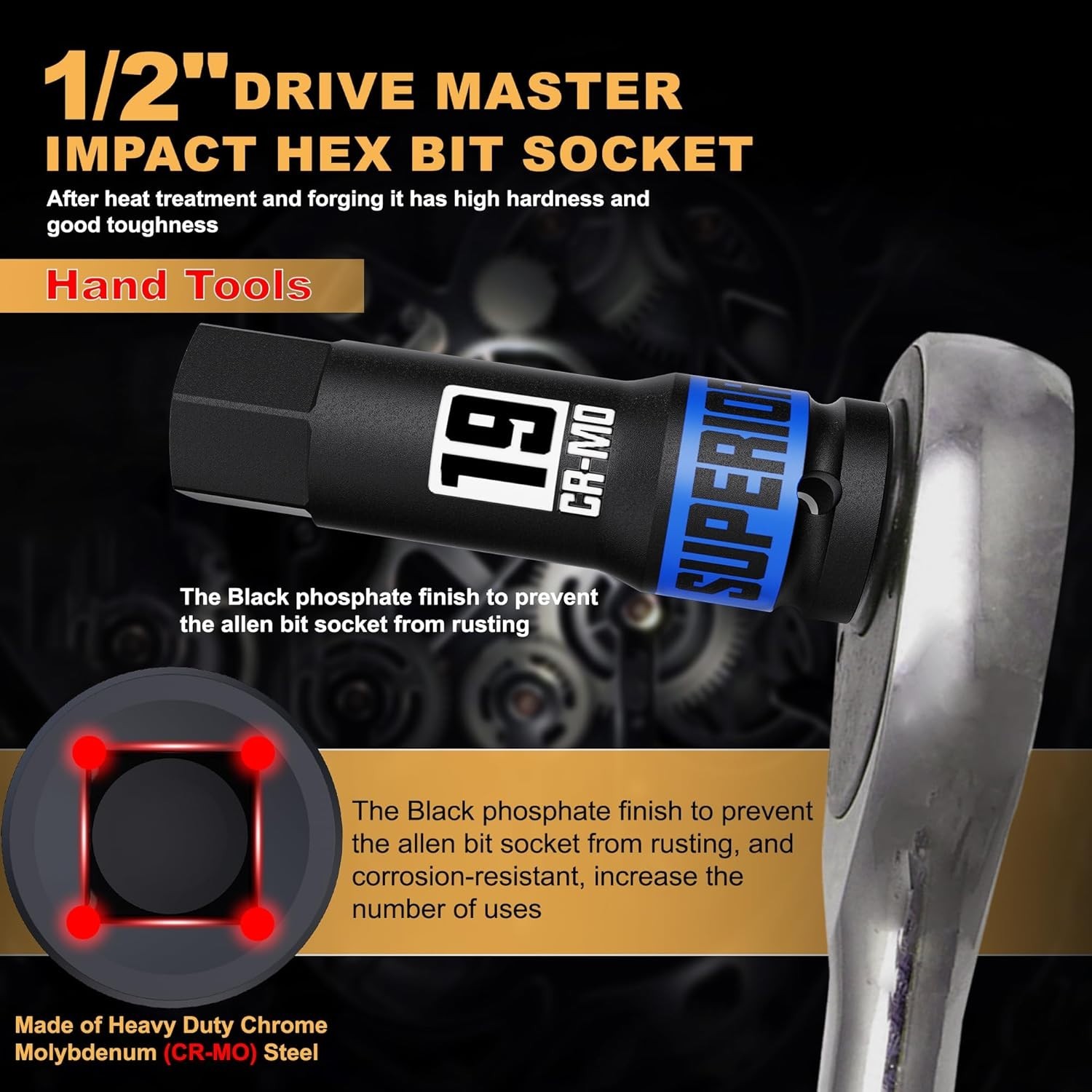 1/2″ Drive Master Impact Hex Bit Socket Set, Metric & SAE, 20-Piece 1/2 Inch …