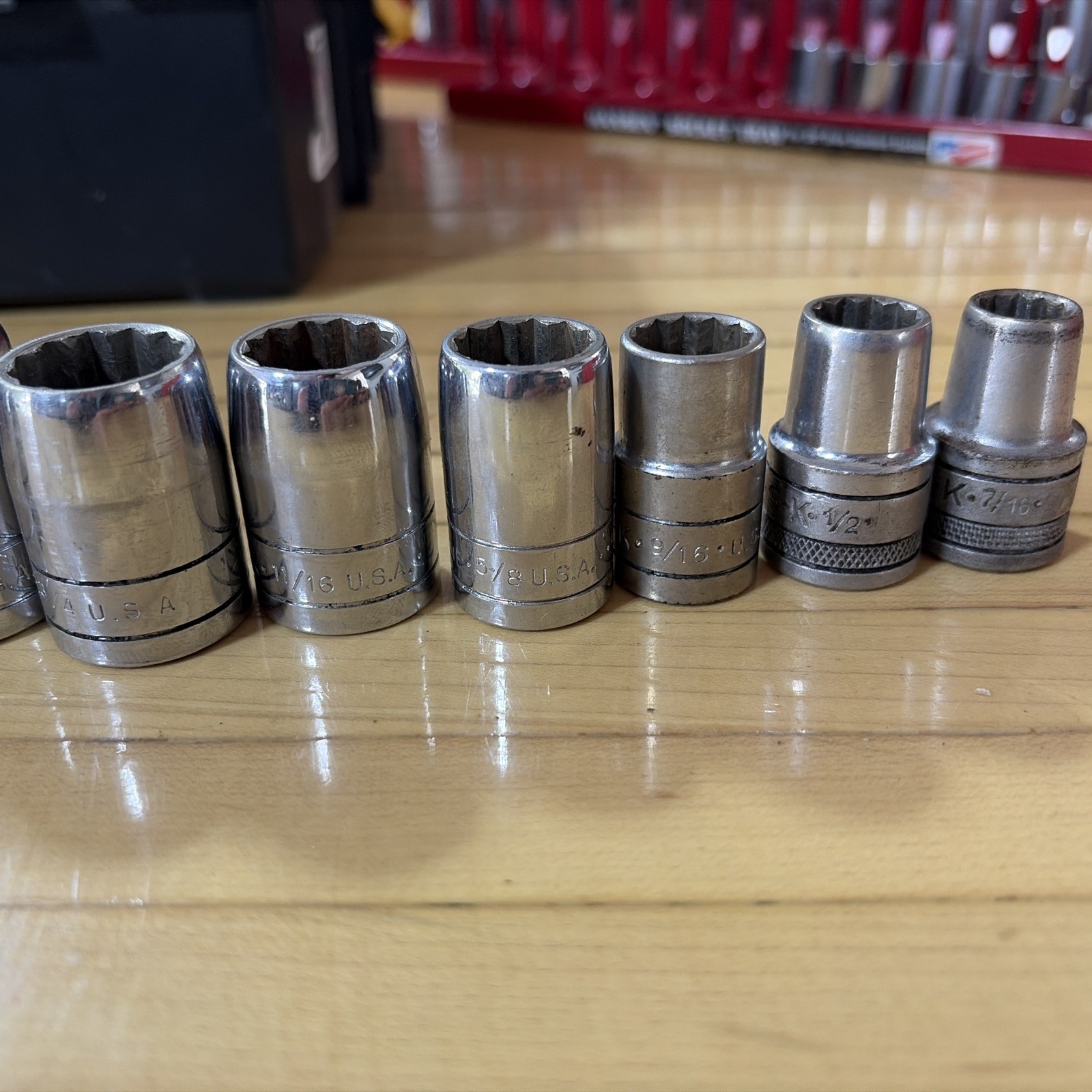 S-K Wayne 1/2″ Drive 12pt SAE – 11 pc Socket Set. 7/16″ – 1- 1/4″ Made in USA
