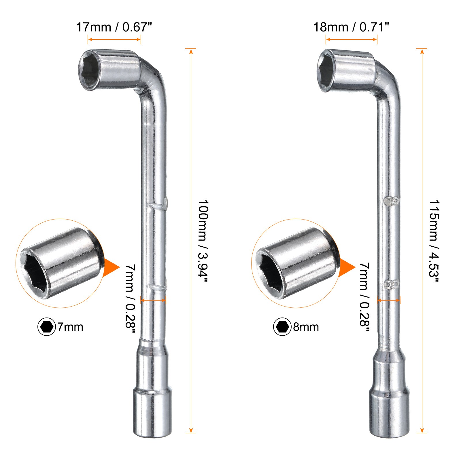 2Pcs, l Shaped Angled Hex Socket Wrench Set 7mm 8mm Double Ended Socket Spanner