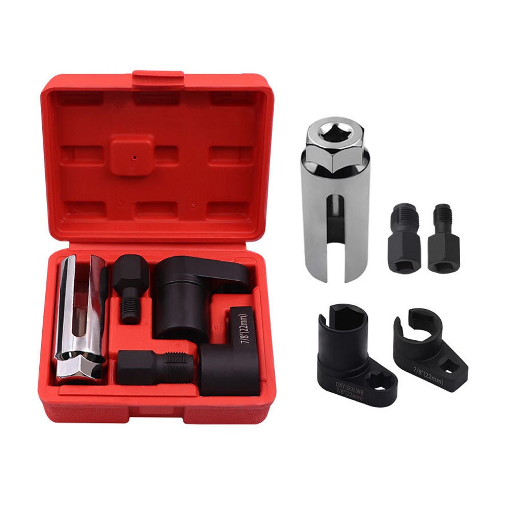 O2 Oxygen Sensor Socket Thread Chaser Set 5PCS O2 Sensor Wrench Removal Tool Kit
