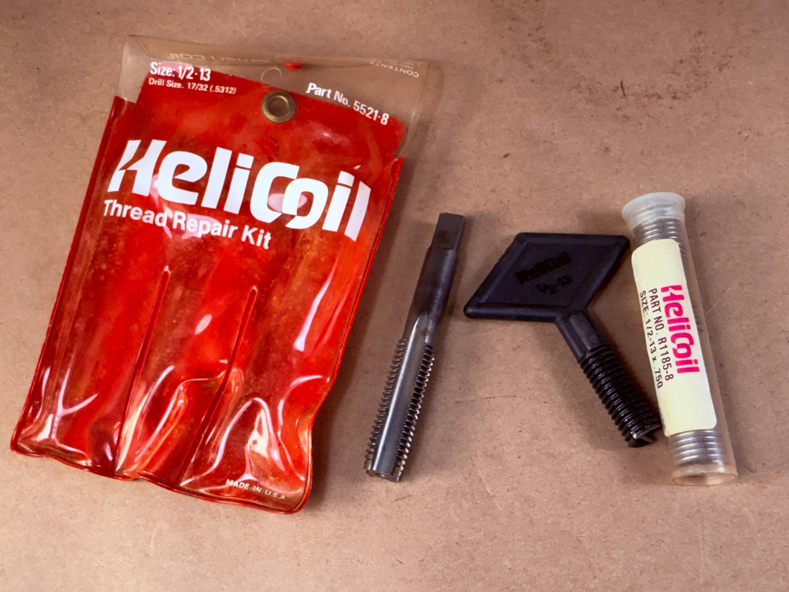 1/2-13 Helicoil USA Thread Repair Kit 6 Inserts Part 5521-8 – New Old Stock