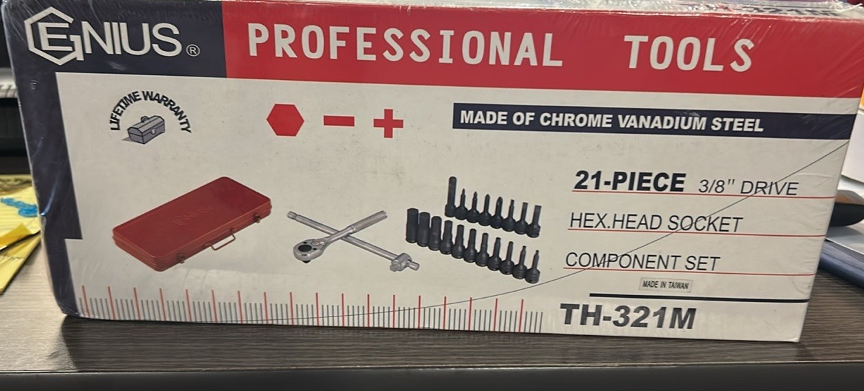 Genius 3/8 Drive 21 Piece Hex Head Socket Set