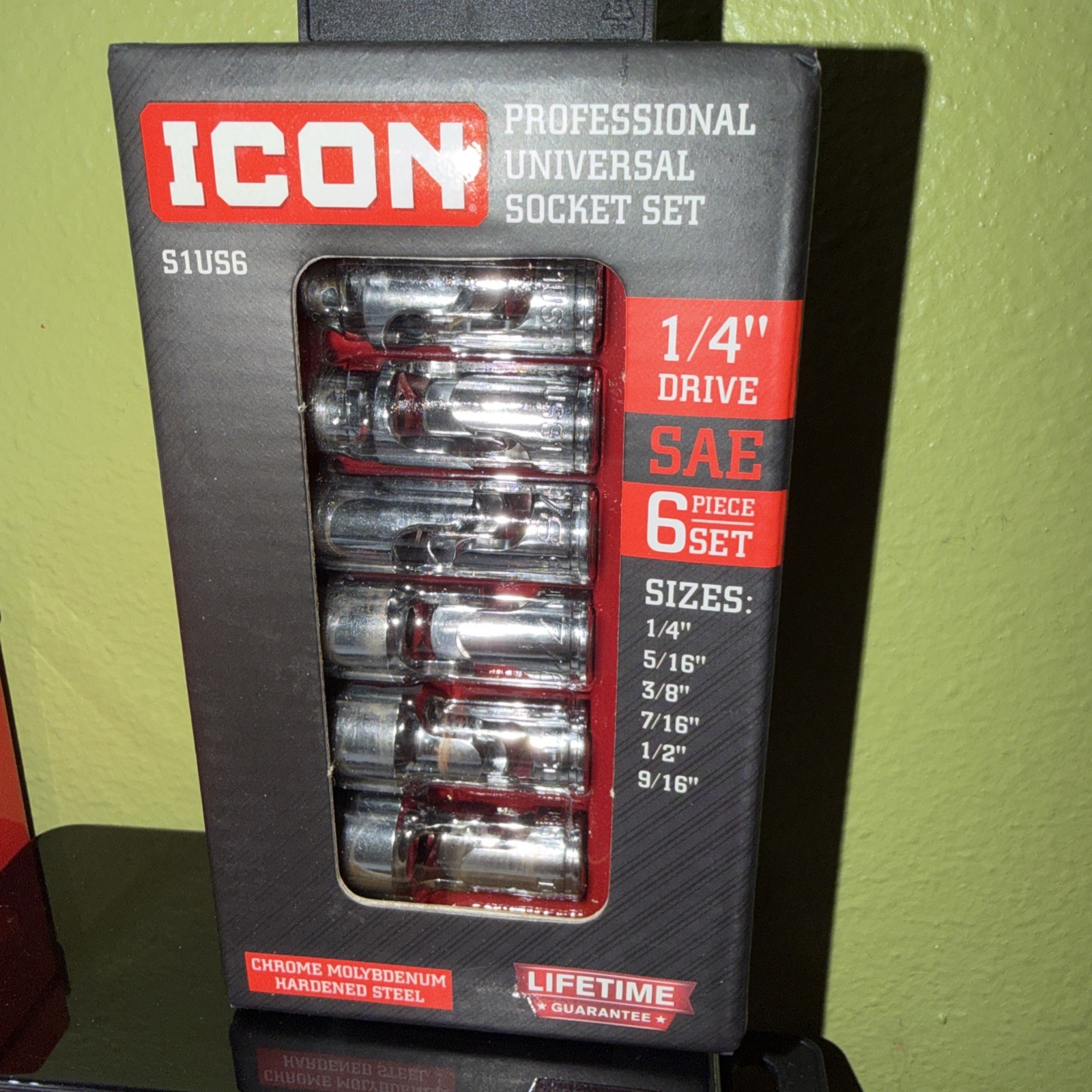 ICON S1US6 PROFESSIONAL UNIVERSAL SOCKET SET SAE 1/4″ DRIVE NEW SHIPPING