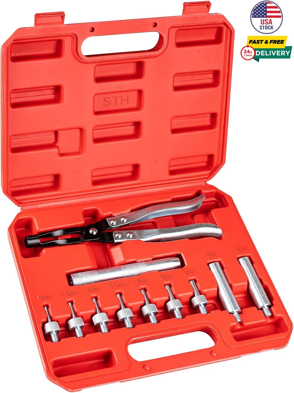 11PCS Valve Seal Removal Tool Disassembly Plier Variety Socket Sizes Most Engine