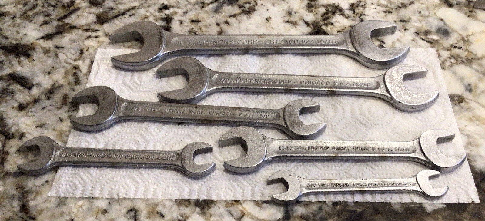 Lot of 6 Penens Corp Double Open End Wrench Tool Chicago In Holder