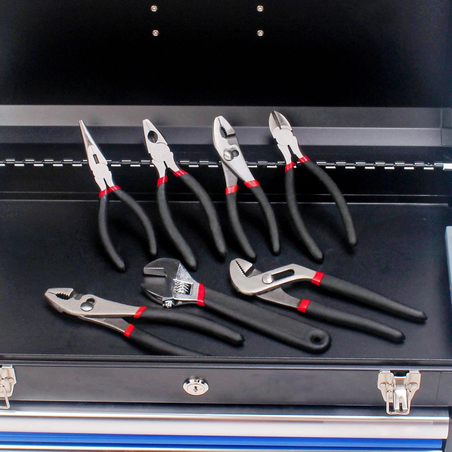 FASTPRO 7-Piece Utility Pliers and Wrench Set, Includes 8″ Black & Red