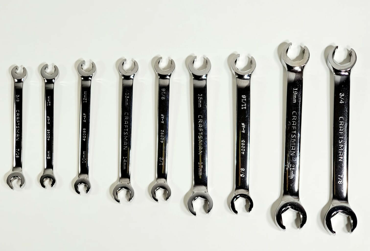 Craftsman 9 piece Standard and Metric Flare Nut Wrench Set Tool