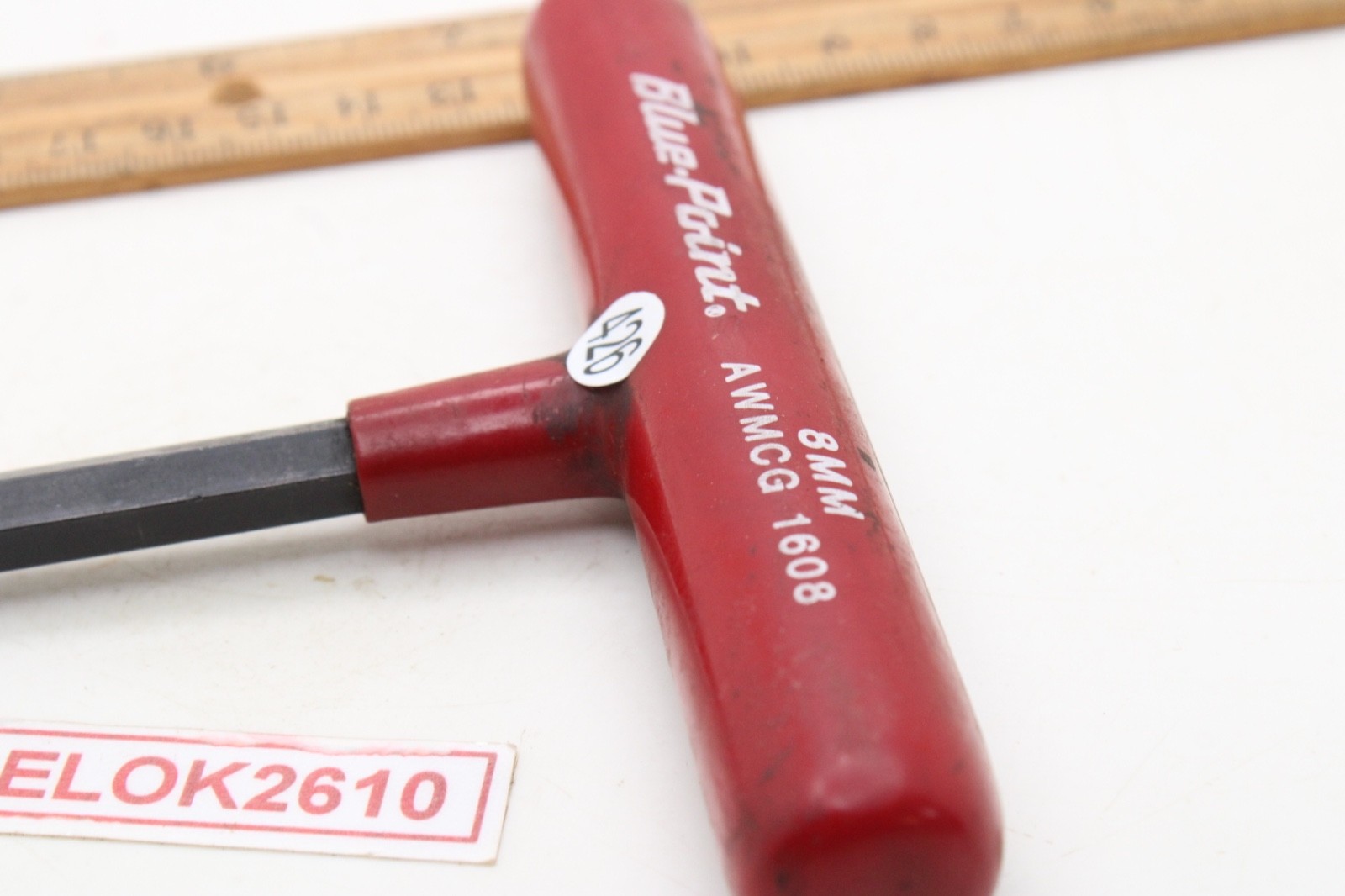 Blue-Point AWCG1608 8mm 6 Point Red Rubber Handle Hex Allen Key T Handle USA