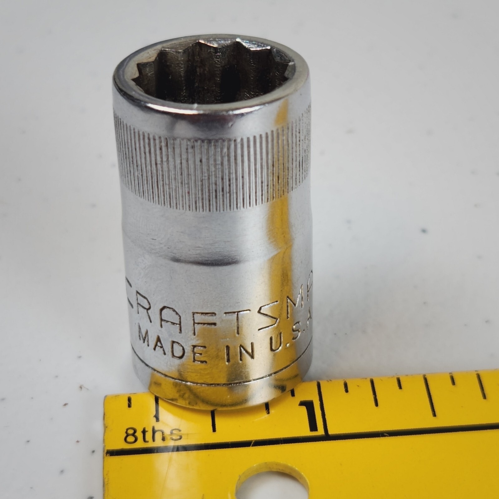 Vintage Craftsman USA 15mm 12 Point 1/2″ Drive Shallow Socket 44236 -VV- Series