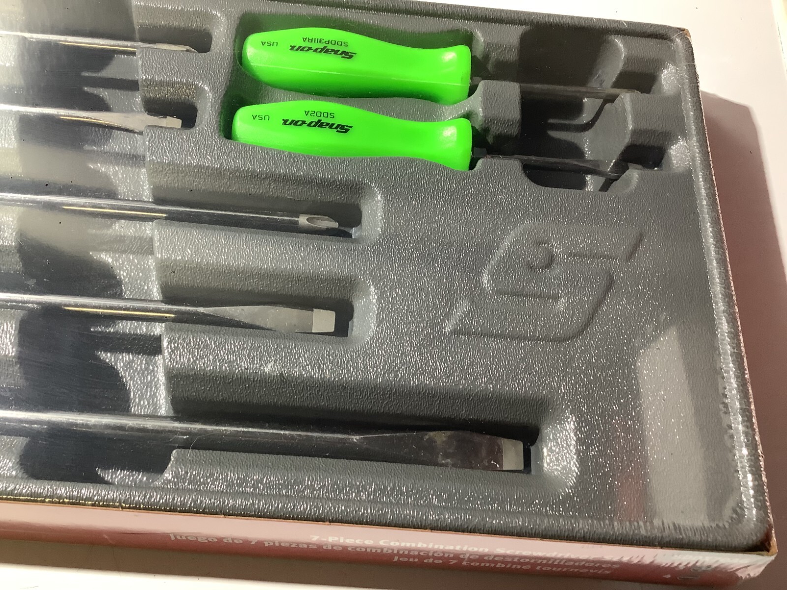 New Snap-on™ 7-piece Green Hard Handled Phillips & Flat Screwdriver Set SDDX70AG