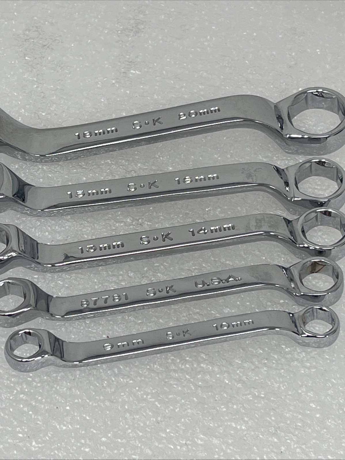 SK Tools 5 Piece Metric Offset Stubby Box End Wrench Set, 6 Point, 9mm – 20mm