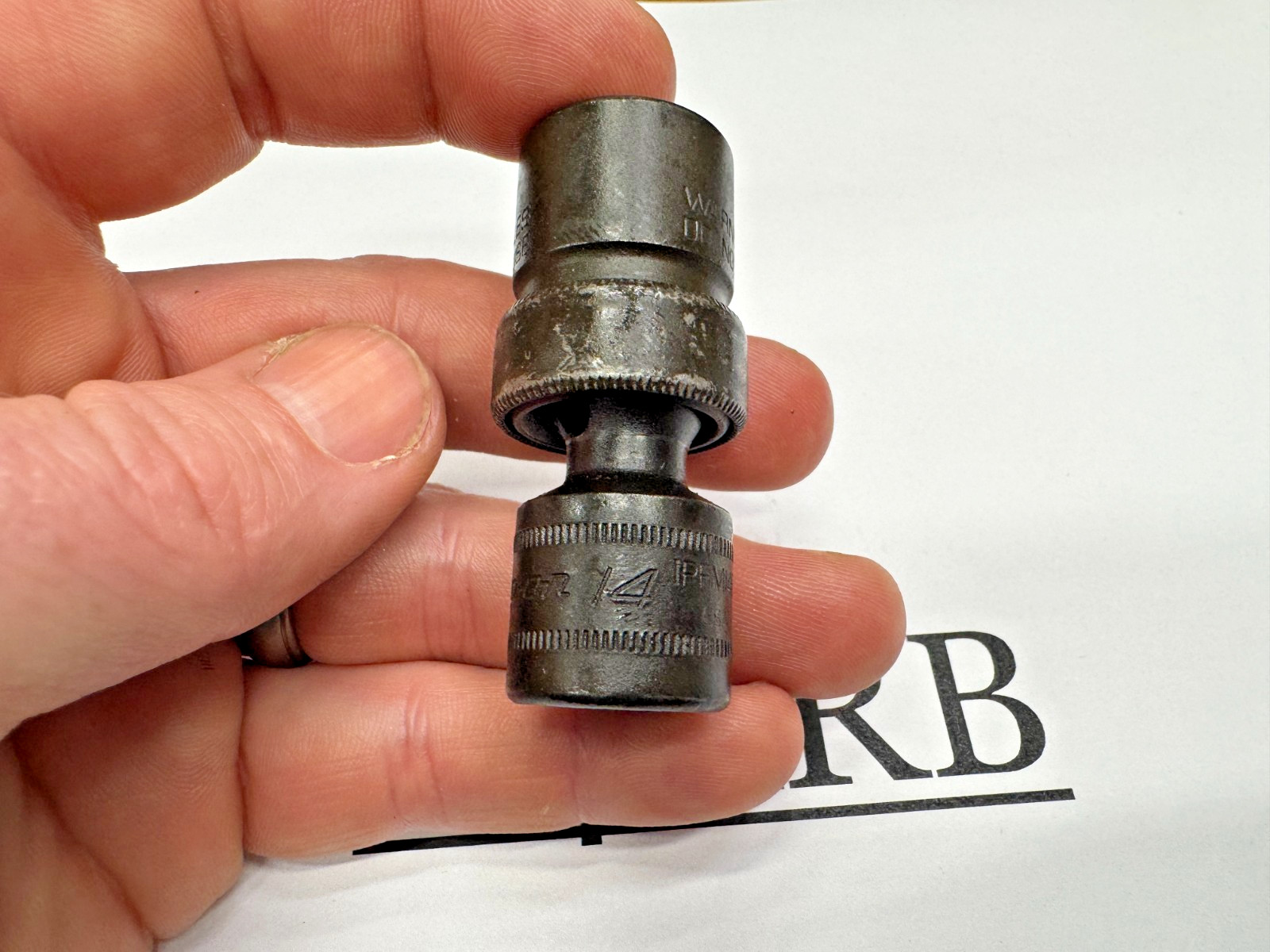 Snap-on Tools USA 3/8″ Drive 14mm Metric 6PT Impact Swivel Socket IPFM14B NICE