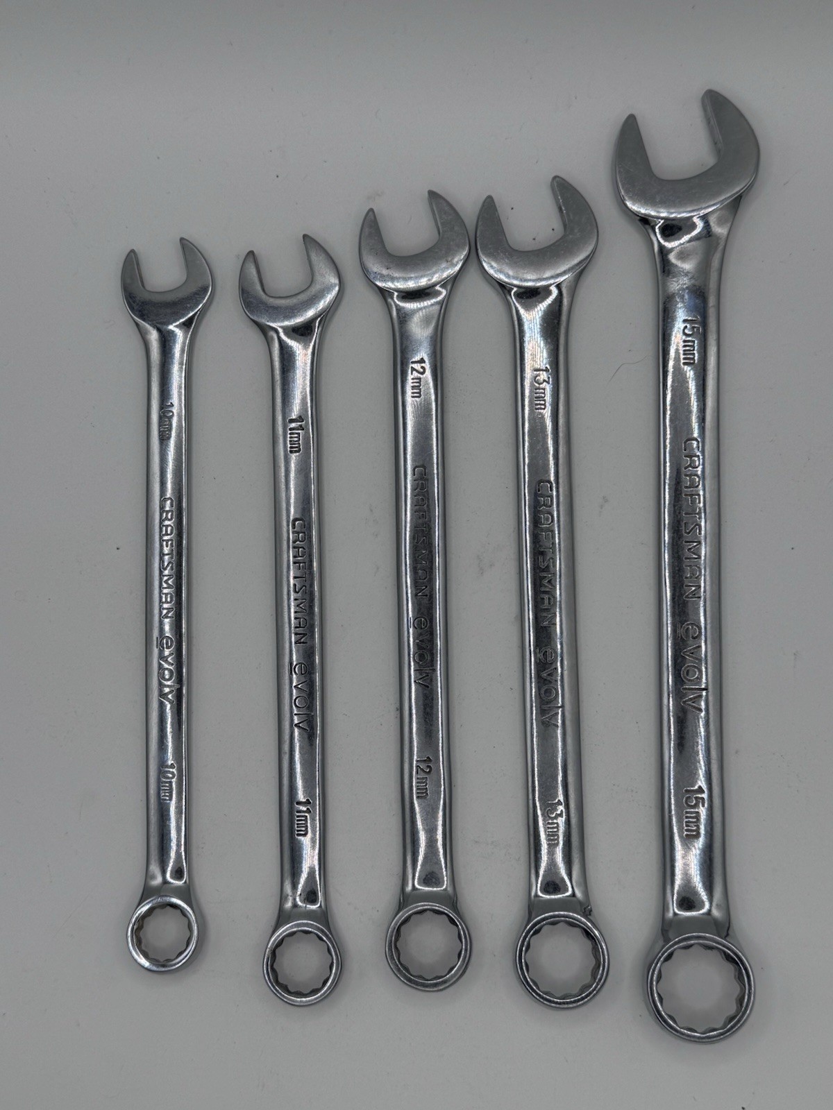 Craftsman Evolv Metric Combination Wrench Lot 10 11 12 13 15mm 5 Pc Set