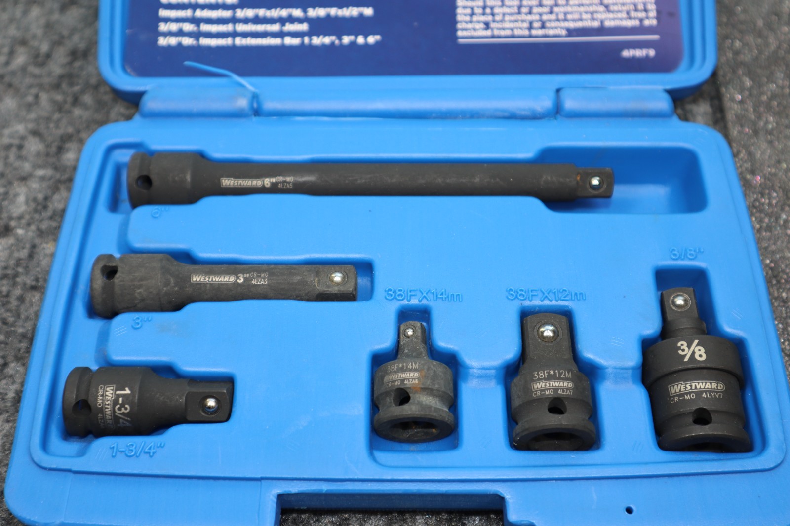 Westward 6 Piece 3/8″ Drive Impact Socket Accessory Set 4PRF9 Adapters Extension