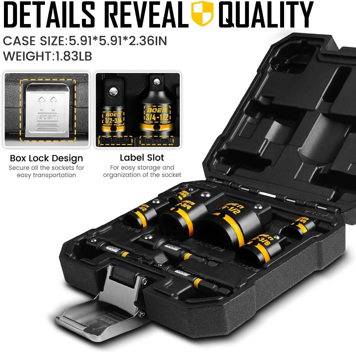 Boen 9-Piece Impact Socket Adapter Set