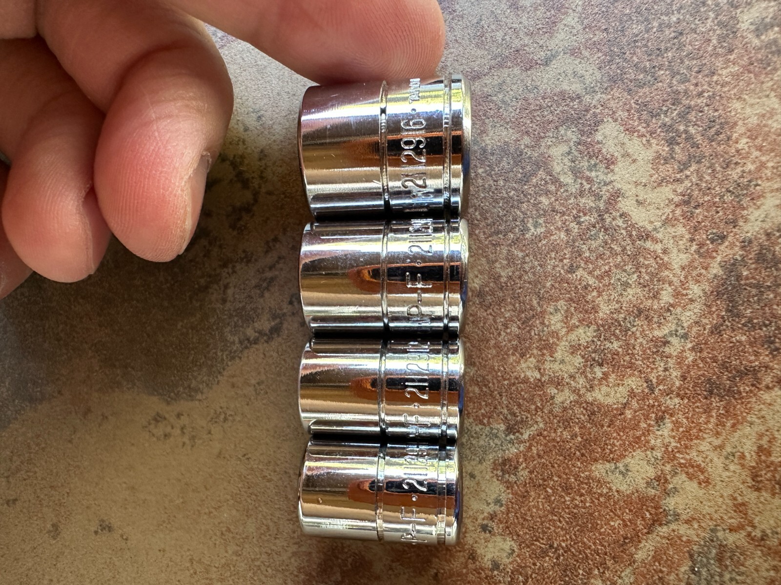 13 – P-F Deep and Normal Sockets 3/8 and 1/4 drive. Mostly New see sizes below