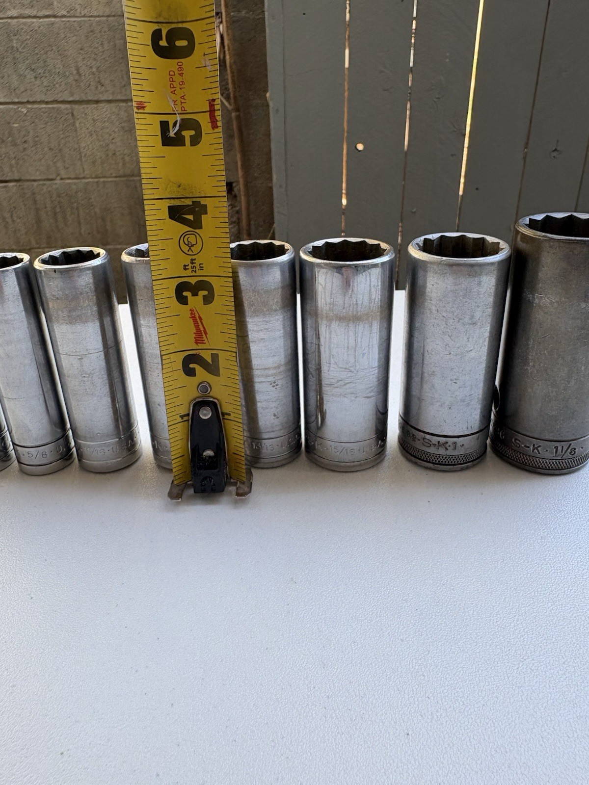 Vintage SK Tools 1/2” Drive 12pt Deep Sockets Set 40818-40836 USA 9/16” to 1-1/8