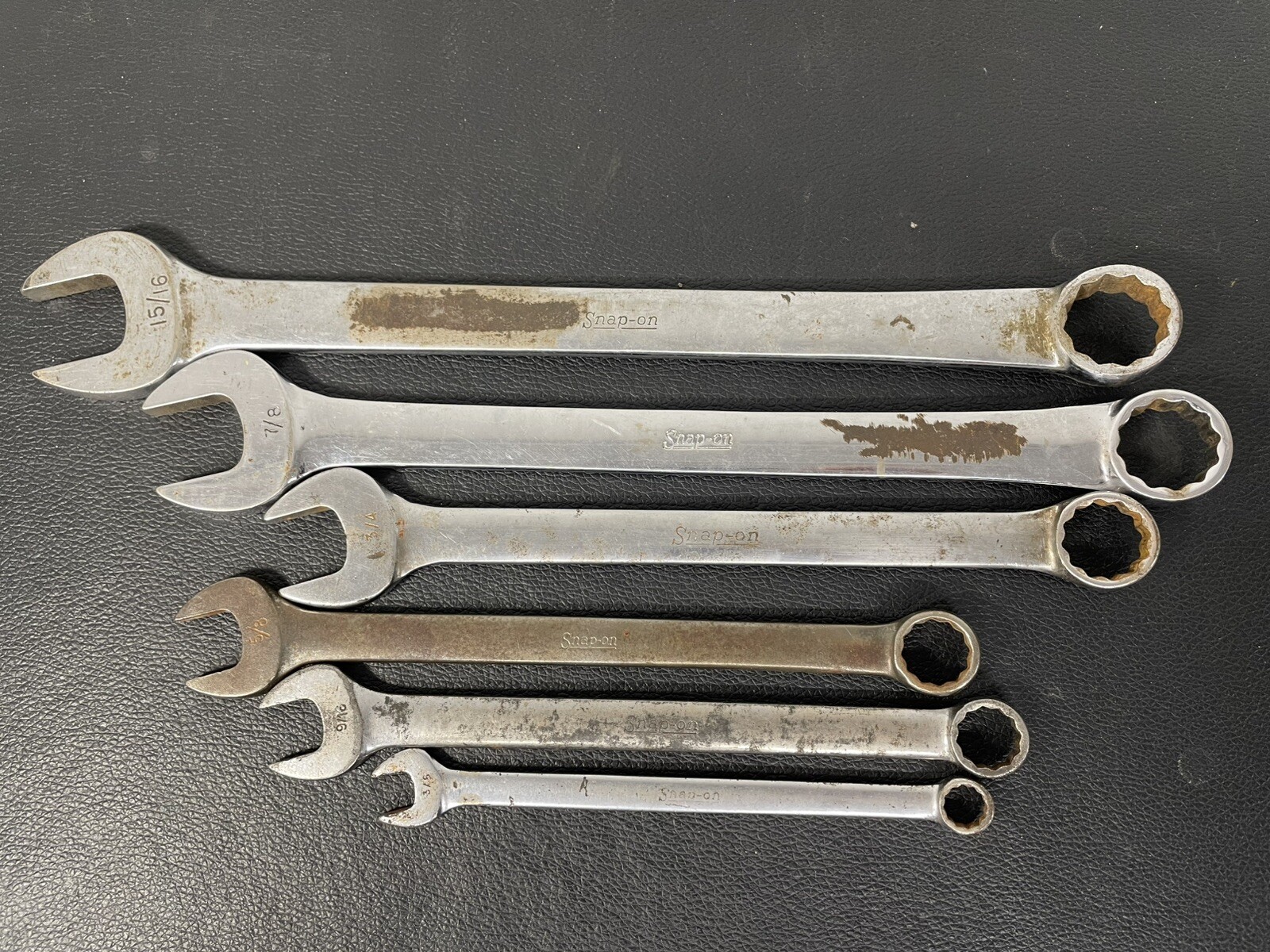 Snap On Combination Wrench Set SAE 6 pc 3/8 to 15/16 inch